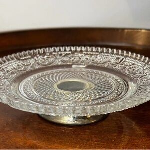 Elegant Glass Decorative Plate with Silver Accents